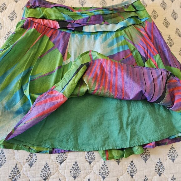 MNG A-Line Tropical Cotton Skirt – Size 10 | Boho Multicolor Summer Vibe - Picture 7 of 14